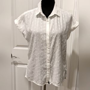 Old Navy Women's White Size S Short Sleeves Button Front Blouse